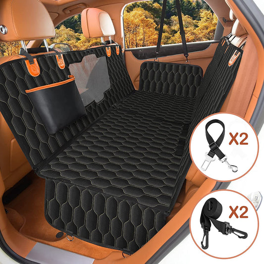 Dog Car Seat Cover for Back Seat, 100% Scratchproof Waterproof Backseat Cover for Dogs, Dog Seat Cover for Suvs, Dog Back Seat Cover with Mesh Window, Nonslip - Black